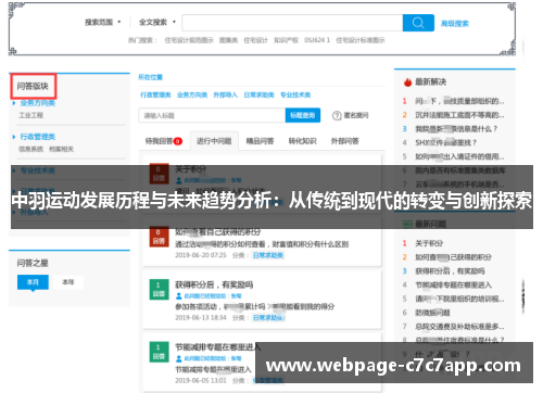 中羽运动发展历程与未来趋势分析：从传统到现代的转变与创新探索